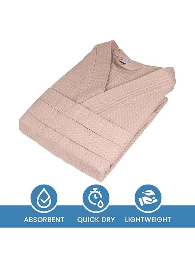 Beauenty Cotton Bathrobe Free Size Spa Robe Lightweight Hotel Bathrobe Quick Dry Unisex Waffle Weave with Belt & Pockets Home, Spa, Sauna, Gift Use - Image 3